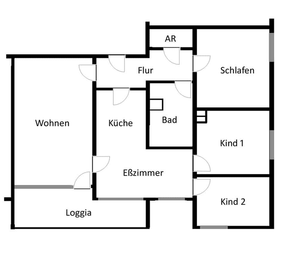 Grundriss in schwarzweis